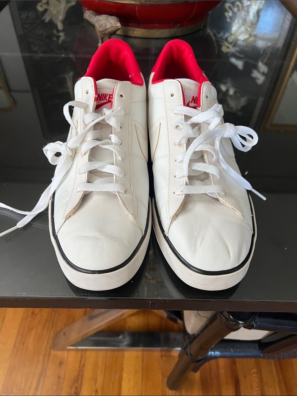 Nike White Low-Top Sneakers with Red Interior .  mens size 13